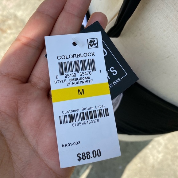 NWT Bar III Women's One Piece Swimsuit Medium Black White Color Block Halter - Picture 6 of 7